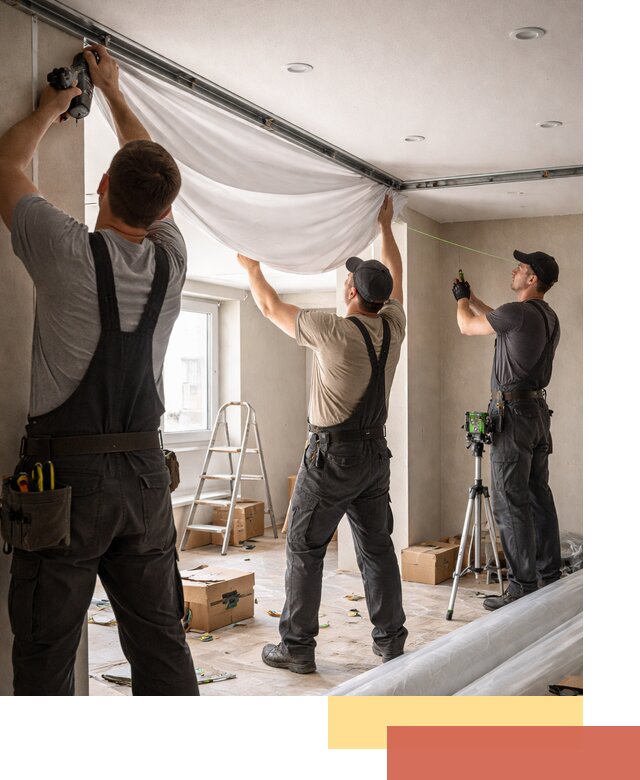 Монтаж парящего натяжного потолка под ключ в Красном Сулине