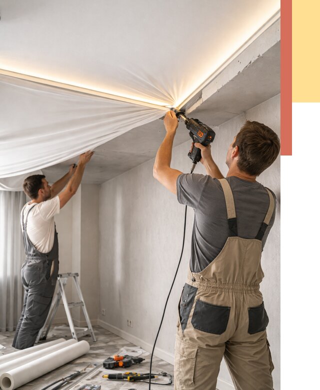 Монтаж натяжного потолка с подсветкой в Красном Сулине от 970 руб. | ОТДЕЛОЧНИК-Крл