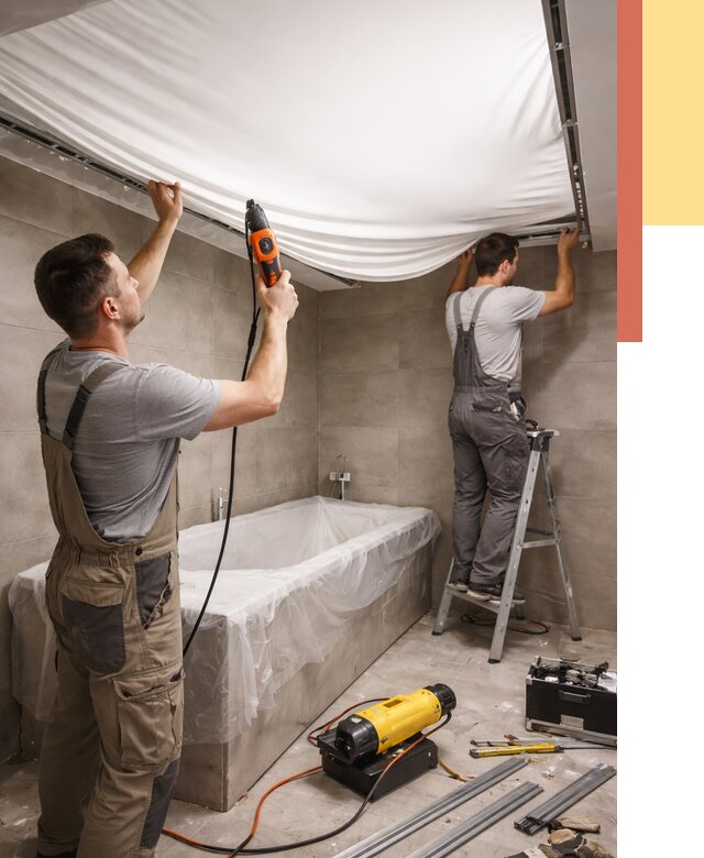 Монтаж натяжного потолка в ванной в Красном Сулине от 1225 руб. под ключ | ОТДЕЛОЧНИК-Крл