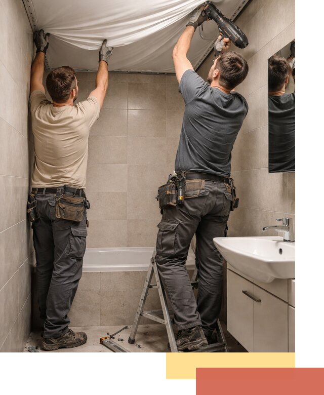 Монтаж натяжного потолка в ванной в Красном Сулине быстро и качественно