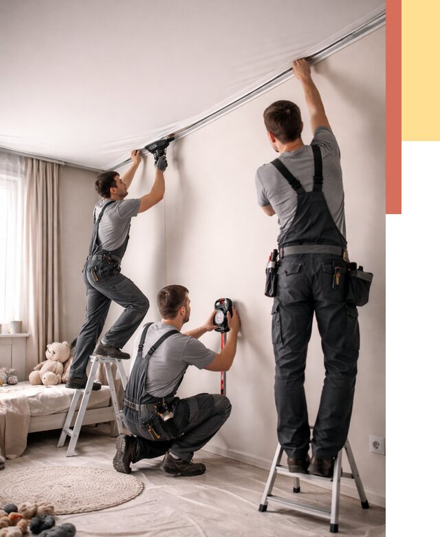 Монтаж натяжного потолка в детской в Красном Сулине от 3572 руб. — быстро и недорого | ОТДЕЛОЧНИК-Крл