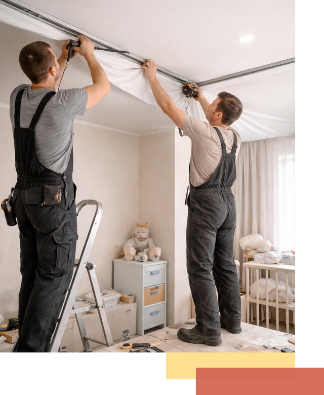 Монтаж натяжного потолка в детской комнате в Красном Сулине