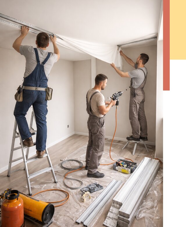 Монтаж натяжного потолка в студии в Красном Сулине от 5613 руб. — быстро и недорого | ОТДЕЛОЧНИК-Крл