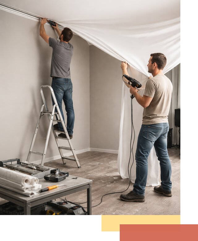 Монтаж натяжного потолка в студии в Красном Сулине