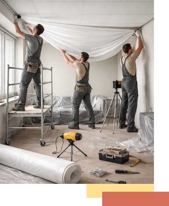 Монтаж натяжного потолка в офисе в Красном Сулине