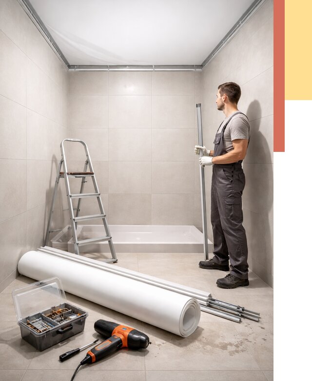 Монтаж натяжного потолка в санузле в Красном Сулине от 1888 руб. — ОТДЕЛОЧНИК-Крл