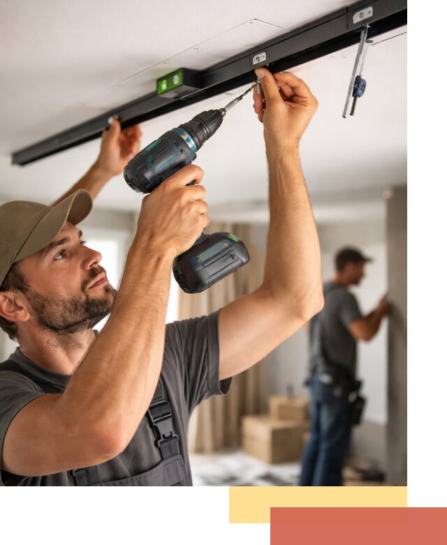 Установка трековых светильников в натяжной потолок в Красном Сулине