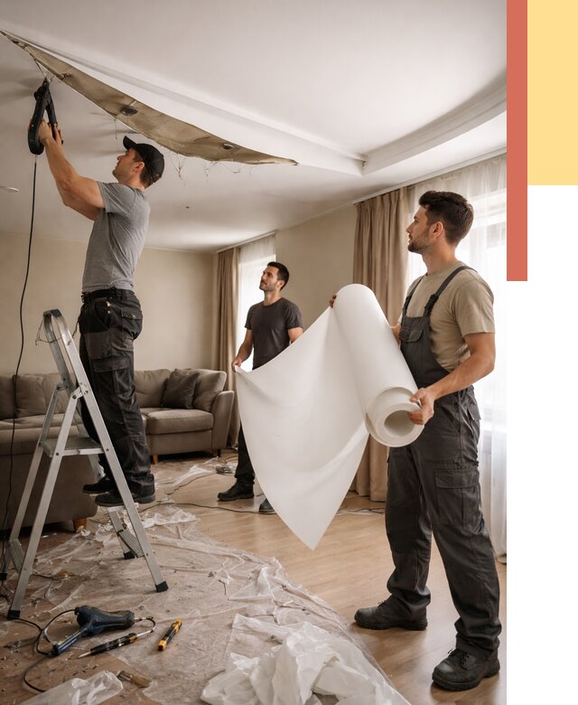 Замена полотна натяжного потолка в Красном Сулине от 9696 руб. быстро и недорого | ОТДЕЛОЧНИК-Крл