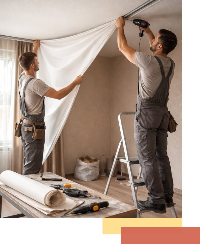 Замена полотна натяжного потолка в Красном Сулине быстро и качественно