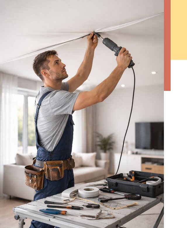 Ремонт натяжных потолков в Красном Сулине от 9696 руб. под ключ — ОТДЕЛОЧНИК-Крл