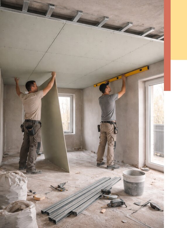 Одноуровневый потолок из гипсокартона в Красном Сулине от 765 руб. — монтаж под ключ | ОТДЕЛОЧНИК-Крл