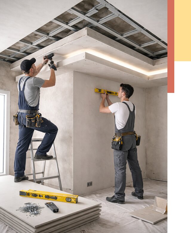 Двухуровневый потолок из гипсокартона в Красном Сулине от 1480 руб. под ключ | ОТДЕЛОЧНИК-Крл