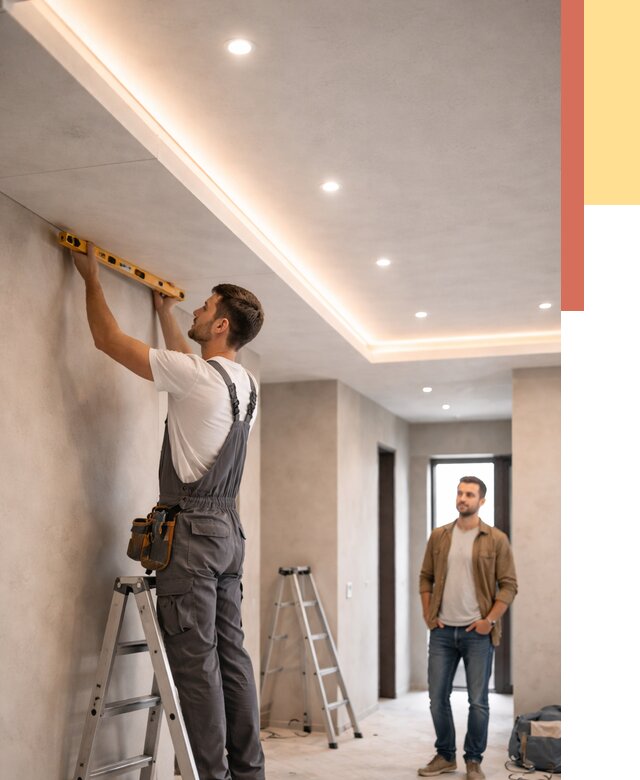 Потолок из гипсокартона с подсветкой в Красном Сулине от 765 руб./м2 под ключ | ОТДЕЛОЧНИК-Крл