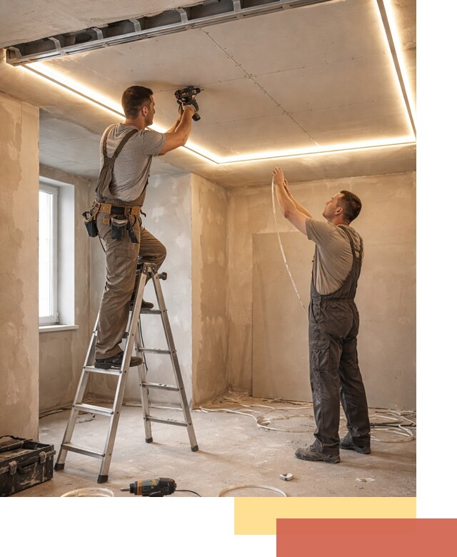 Потолок из гипсокартона с подсветкой в Красном Сулине