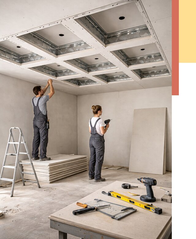 Кессонный потолок из гипсокартона в Красном Сулине от 1888 руб. — монтаж и под ключ | ОТДЕЛОЧНИК-Крл