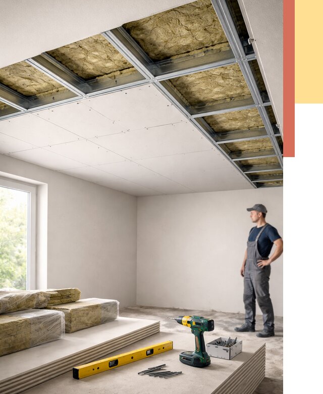 Звукоизоляция потолка ГКЛ в Красном Сулине от 970 руб. — монтаж под ключ | ОТДЕЛОЧНИК-Крл