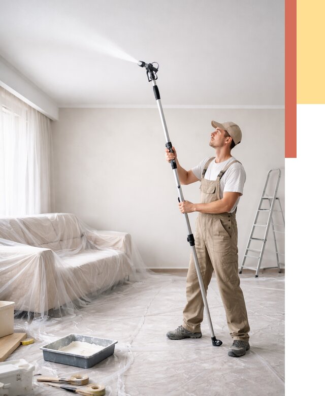 Покраска потолка краскопультом в Красном Сулине от 4593 руб. быстро и недорого | ОТДЕЛОЧНИК-Крл