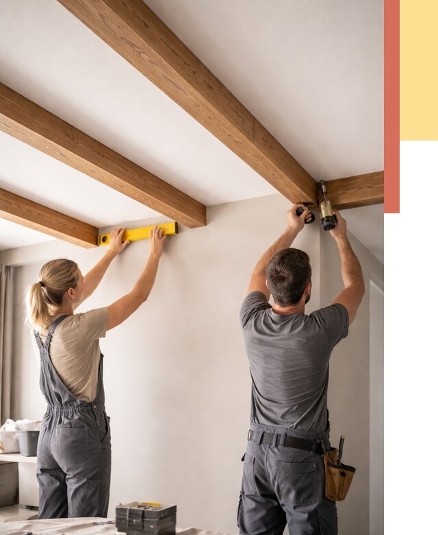 Монтаж декоративных балок на потолок в Красном Сулине от 4287 руб. — ОТДЕЛОЧНИК-Крл