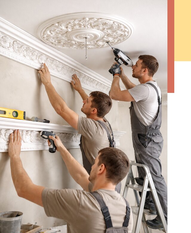 Монтаж лепнины на потолок в Красном Сулине от 3266 руб. быстро и недорого | ОТДЕЛОЧНИК-Крл